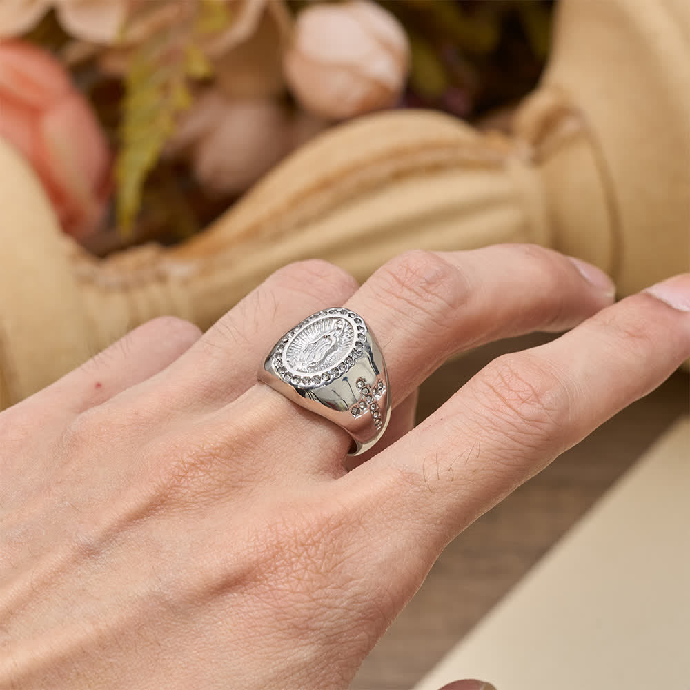 Bold Our Lady Cross Signet Ring: Anchor Your Heart in Marian Faith