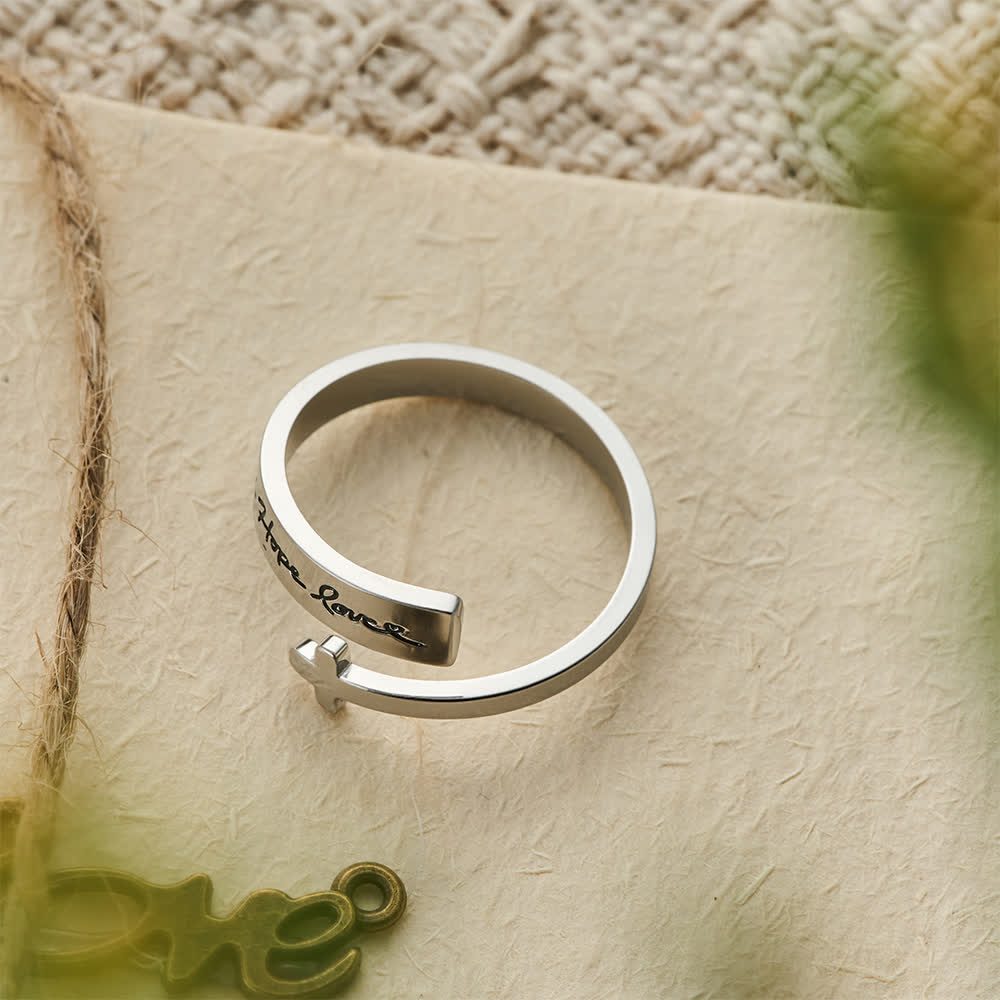 Faith Hope Love Cross Open Ring: Divine Grace & Timeless Symbol
