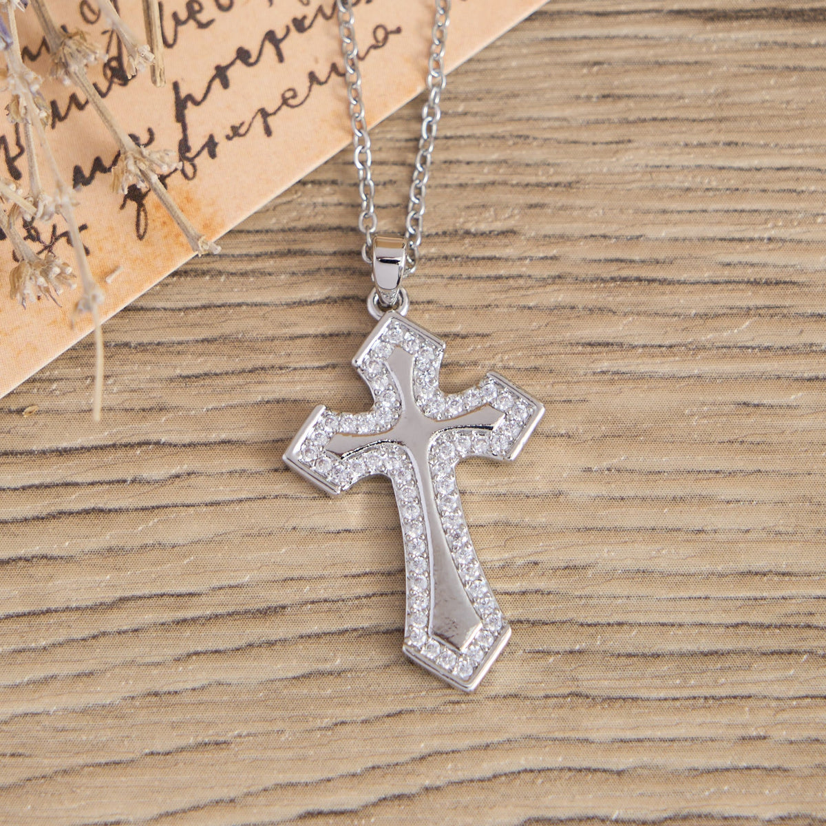 Modern Layered Zircon Cross Pendant Necklace: Sleek Sacred Statement Faith Jewelry