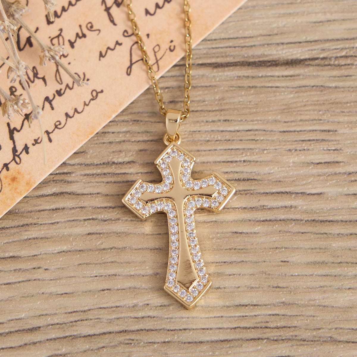 Modern Layered Zircon Cross Pendant Necklace: Sleek Sacred Statement Faith Jewelry