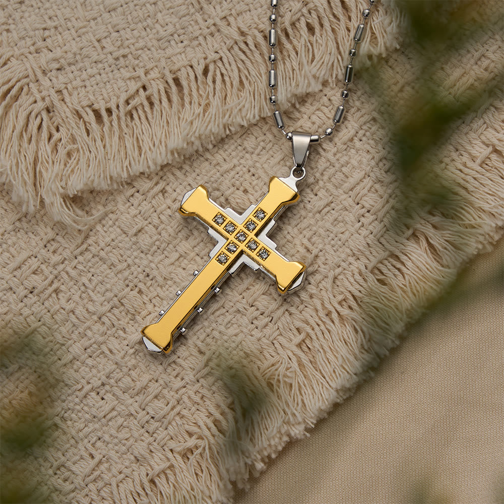 Geometric Multi-Tone Cross Necklace: Timeless Symbol Of Eternal Spiritual Grace