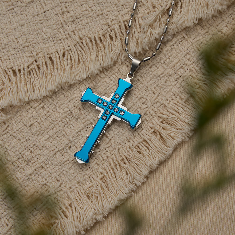 Geometric Multi-Tone Cross Necklace: Timeless Symbol Of Eternal Spiritual Grace