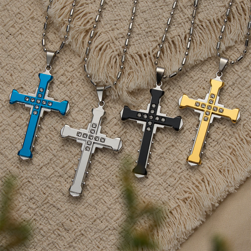 Geometric Multi-Tone Cross Necklace: Timeless Symbol Of Eternal Spiritual Grace