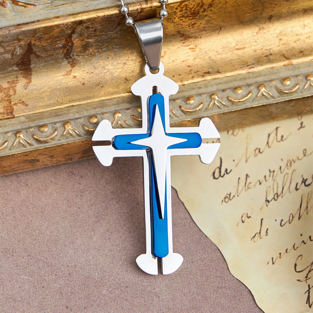 Three-Tier Split Cross Pendant Necklace: A Modern Symbol of Unwavering Faith