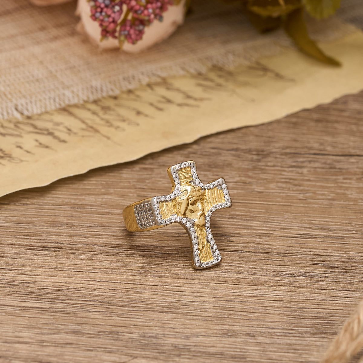 Jesus Face Cross Open Ring: A Bold Symbol of Redemptive Grace