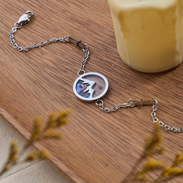 Mustard Seed Mountain of Faith Bracelet: Cross Accent & Abalone Shell Charm