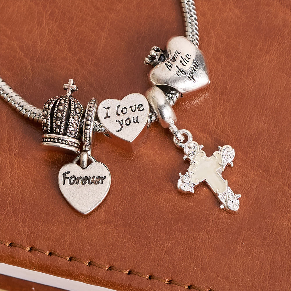 Adjustable Charm Bracelet with Biblical & Regal Details: A Reminder of Faith and Heavenly Devotion