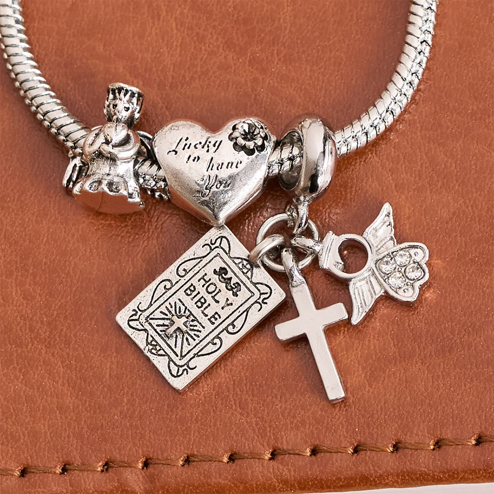 Adjustable Charm Bracelet with Biblical & Regal Details: A Reminder of Faith and Heavenly Devotion