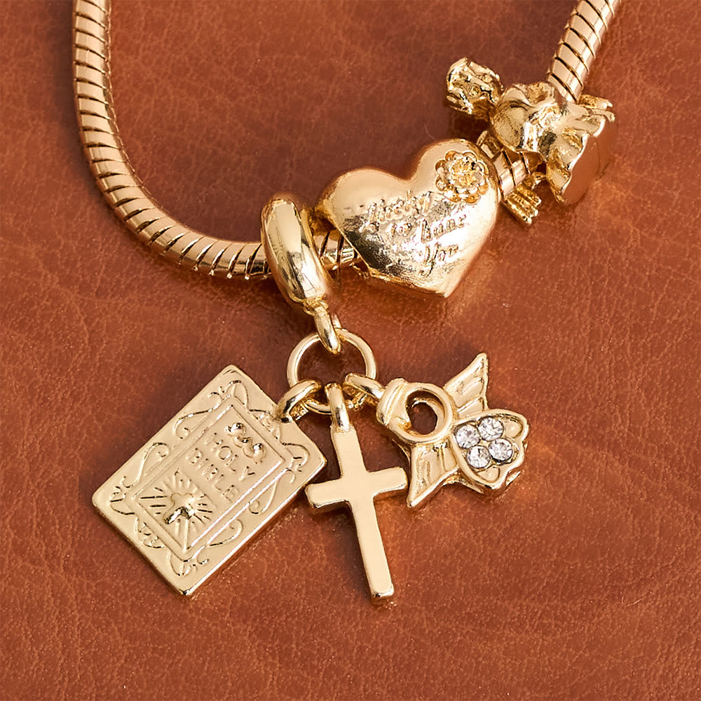 Adjustable Charm Bracelet with Biblical & Regal Details: A Reminder of Faith and Heavenly Devotion