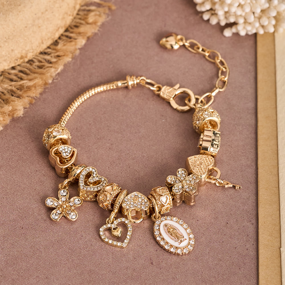 Marian & Heart Charm Bracelet: A Symbol of Divine Love and Heavenly Grace