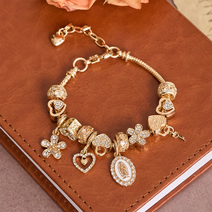 Marian & Heart Charm Bracelet: A Symbol of Divine Love and Heavenly Grace