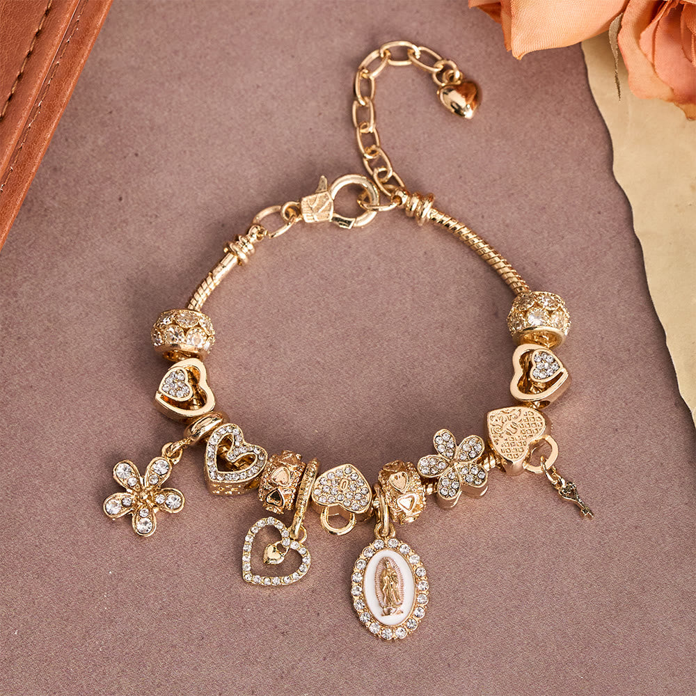 Marian & Heart Charm Bracelet: A Symbol of Divine Love and Heavenly Grace