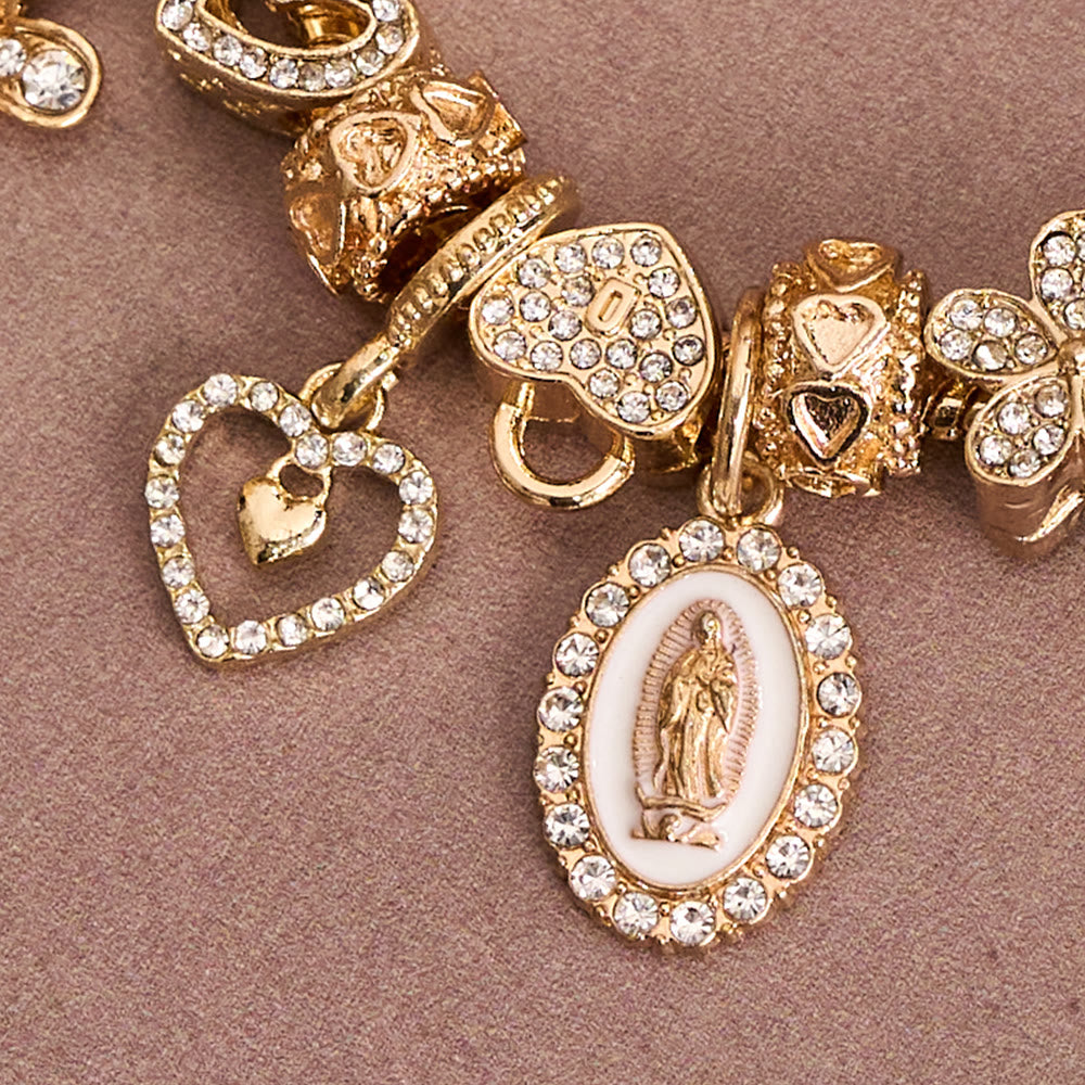 Marian & Heart Charm Bracelet: A Symbol of Divine Love and Heavenly Grace