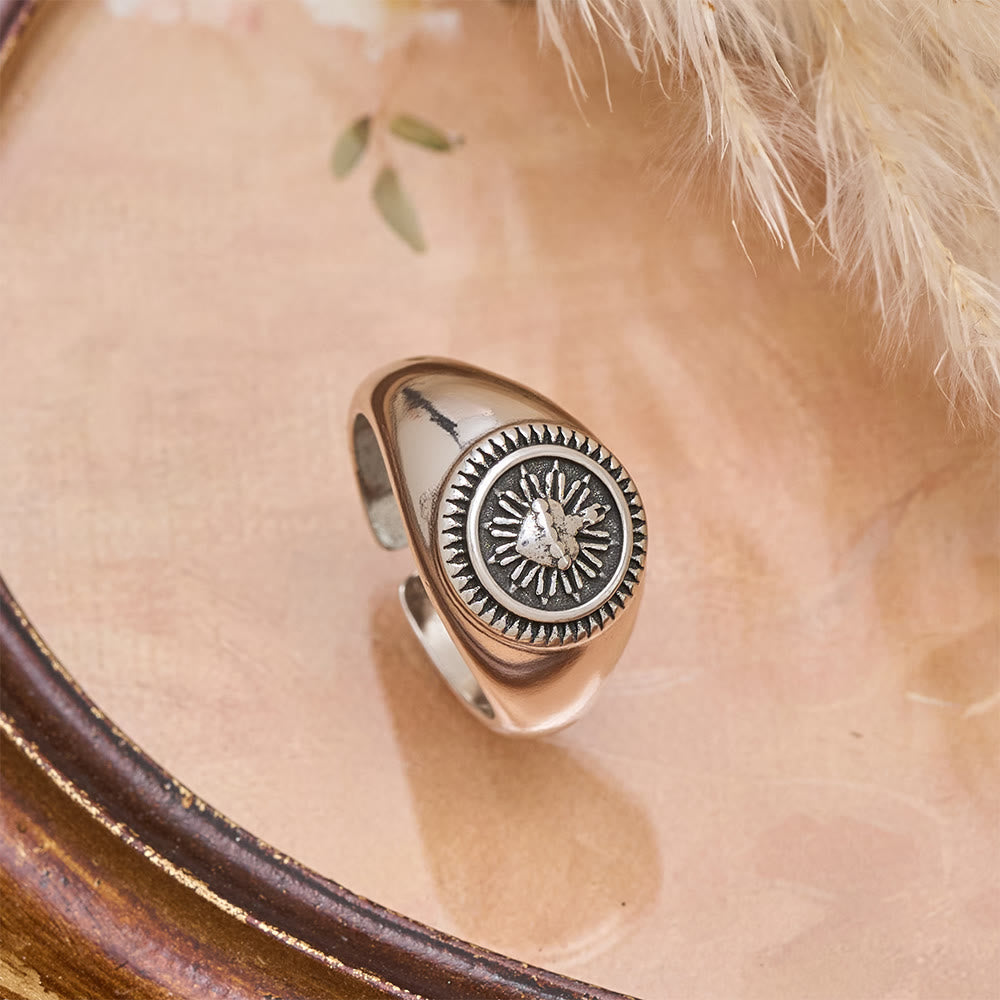 Sacred Heart Adjustable Signet Ring: A Symbol of Divine Love and Heavenly Devotion