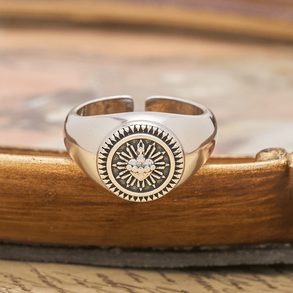 Sacred Heart Adjustable Signet Ring: A Symbol of Divine Love and Heavenly Devotion