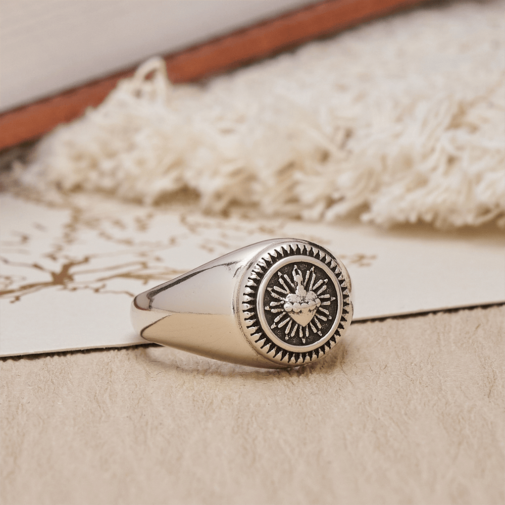 Sacred Heart Adjustable Signet Ring: A Symbol of Divine Love and Heavenly Devotion