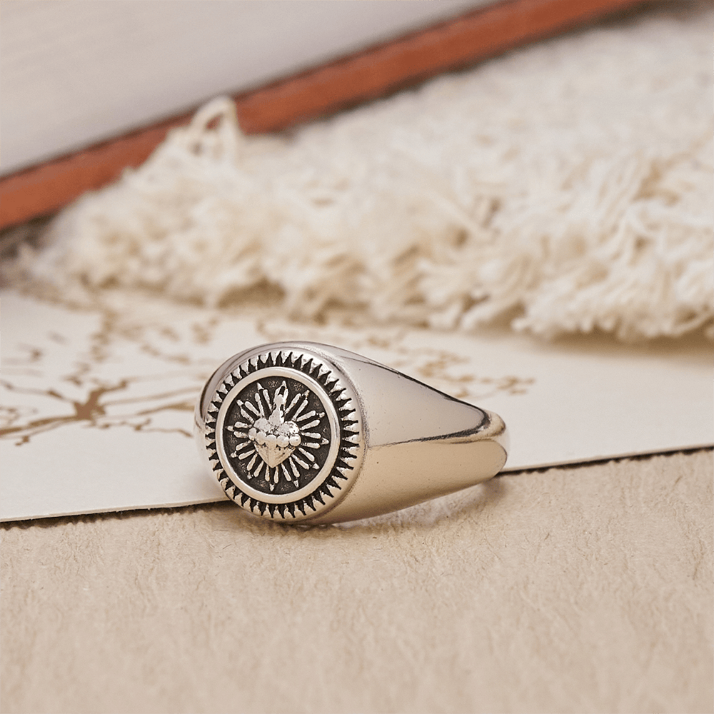 Sacred Heart Adjustable Signet Ring: A Symbol of Divine Love and Heavenly Devotion