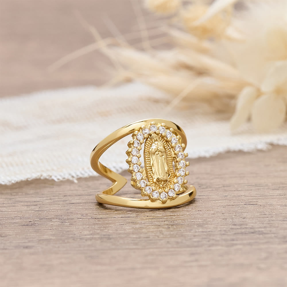Our Lady of Guadalupe Zircon Halo Ring: A Symbol of Marian Grace and Divine Light