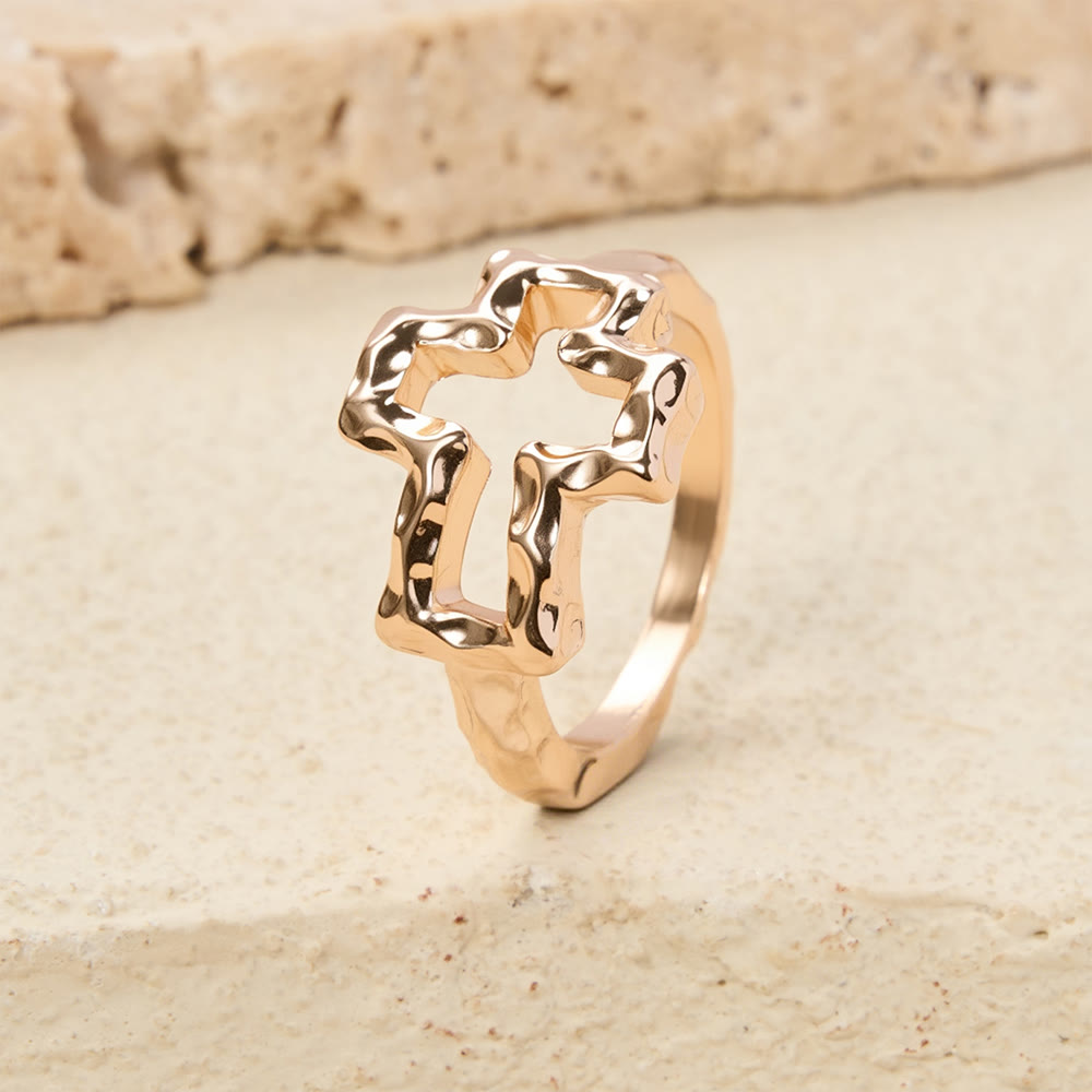 Hammered Cross Bangle & Ring Set: A Symbol of Faith and Refined Simplicity