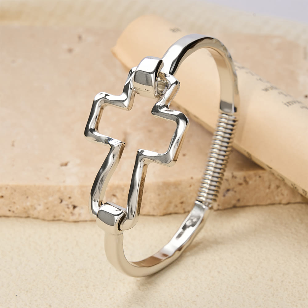 Hammered Cross Bangle & Ring Set: A Symbol of Faith and Refined Simplicity