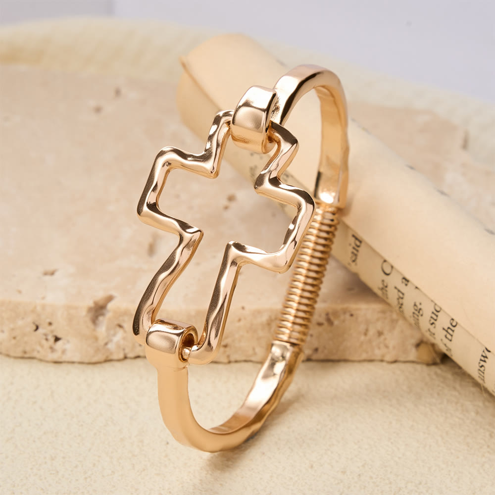 Hammered Cross Bangle & Ring Set: A Symbol of Faith and Refined Simplicity