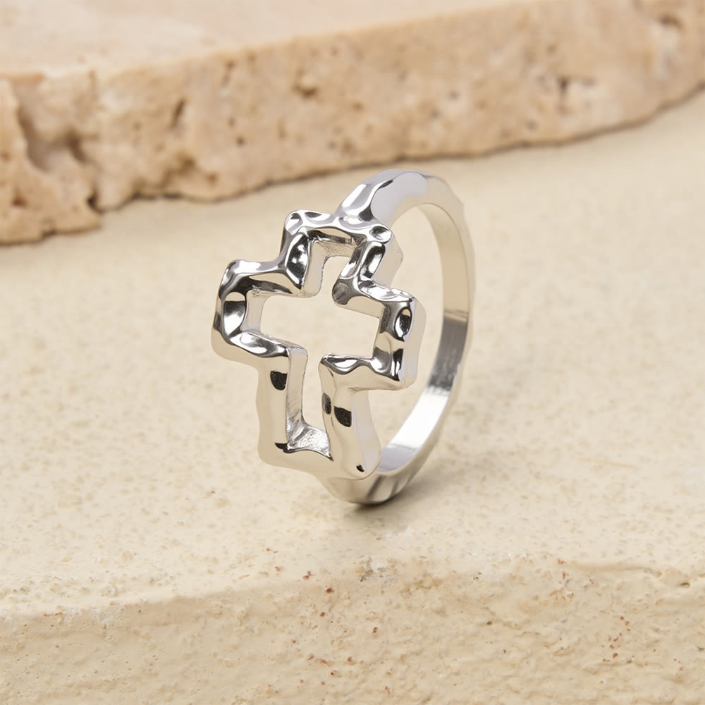 Hammered Cross Bangle & Ring Set: A Symbol of Faith and Refined Simplicity