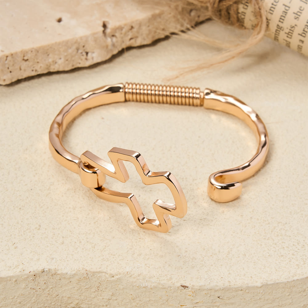 Hammered Cross Bangle & Ring Set: A Symbol of Faith and Refined Simplicity