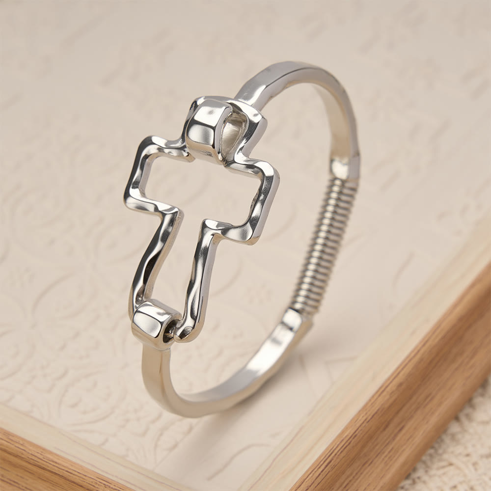 Hammered Cross Bangle & Ring Set: A Symbol of Faith and Refined Simplicity