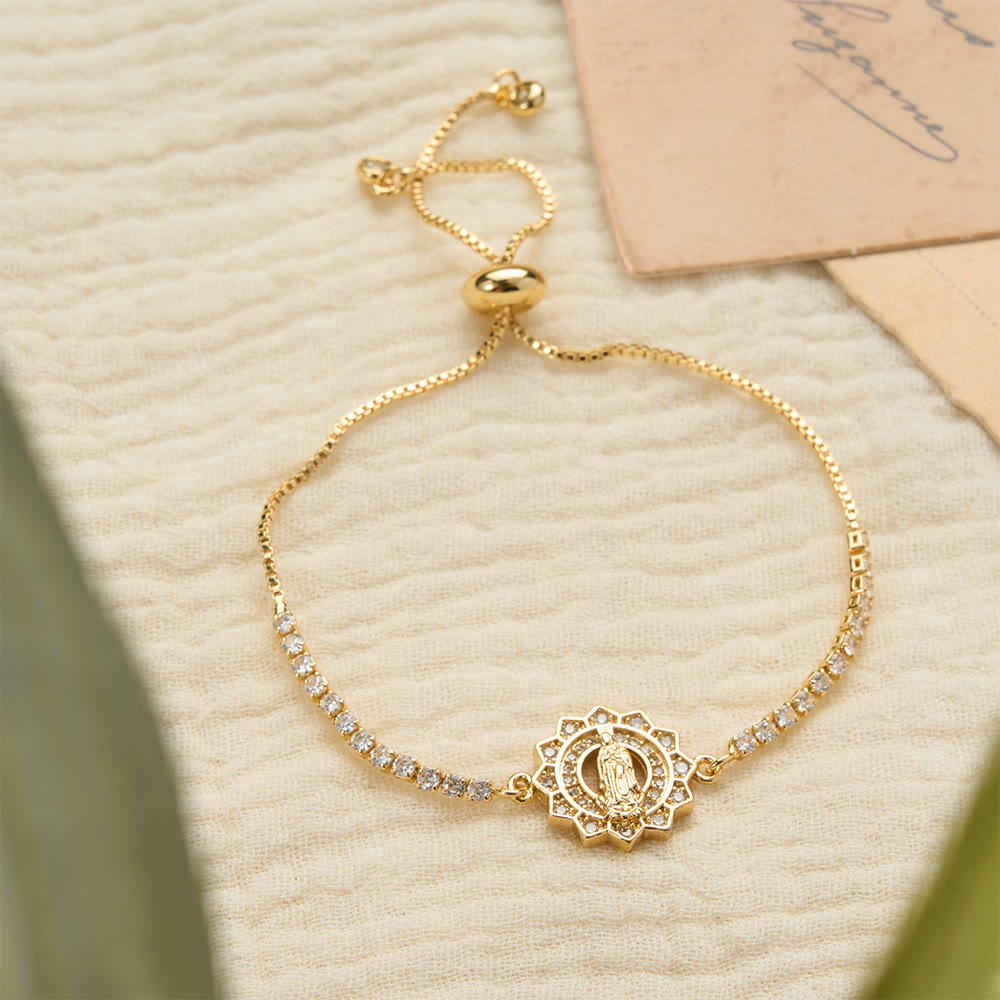 Our Lady Centered Adjustable Bolo Bracelet, Symbol of Divine Grace