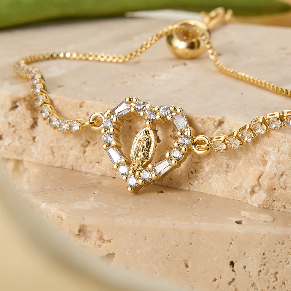 Our Lady Centered Adjustable Bolo Bracelet, Symbol of Divine Grace