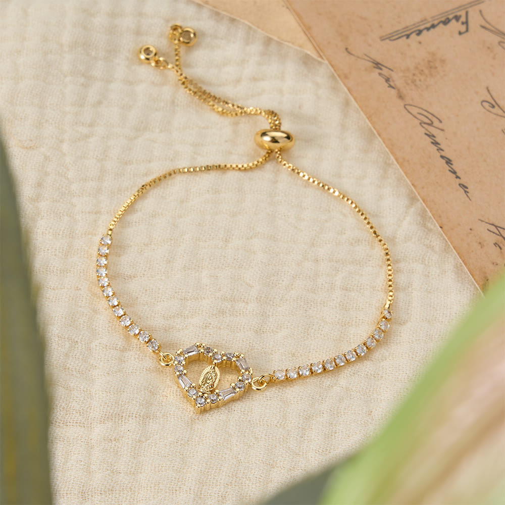 Our Lady Centered Adjustable Bolo Bracelet, Symbol of Divine Grace