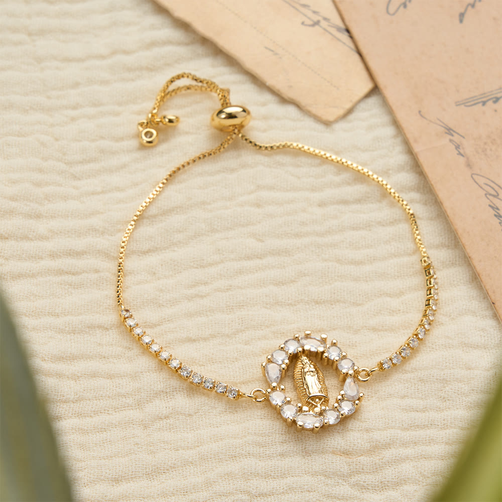 Our Lady Centered Adjustable Bolo Bracelet, Symbol of Divine Grace