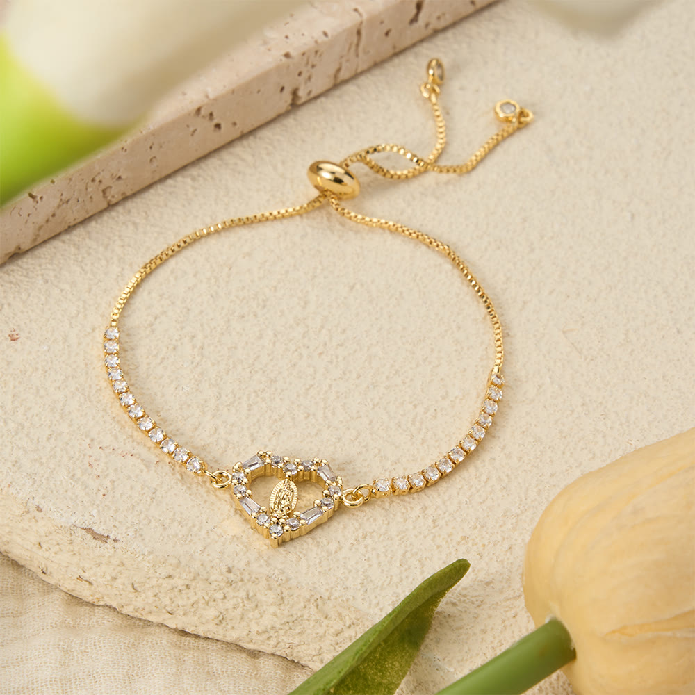 Our Lady Centered Adjustable Bolo Bracelet, Symbol of Divine Grace