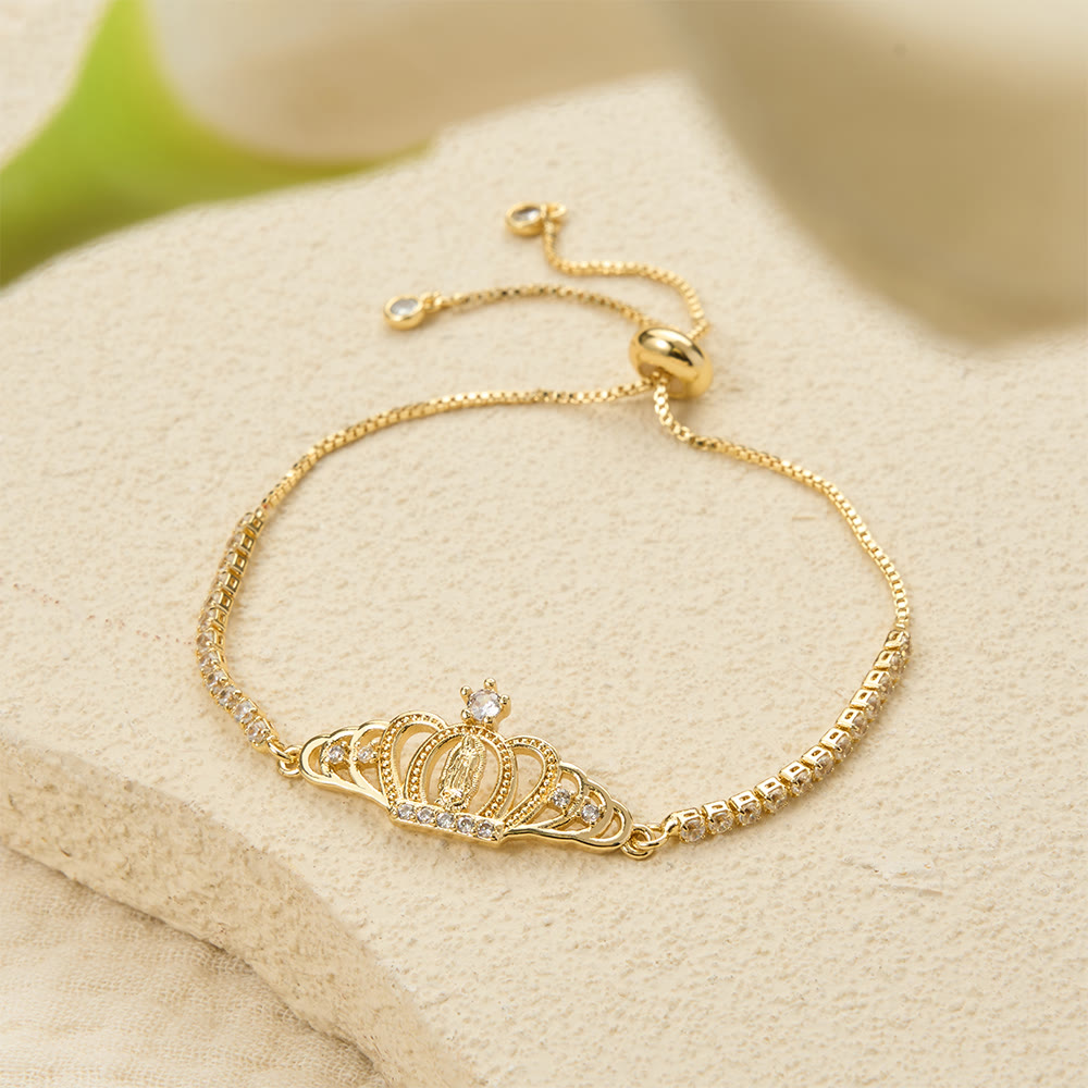 Our Lady Centered Adjustable Bolo Bracelet, Symbol of Divine Grace