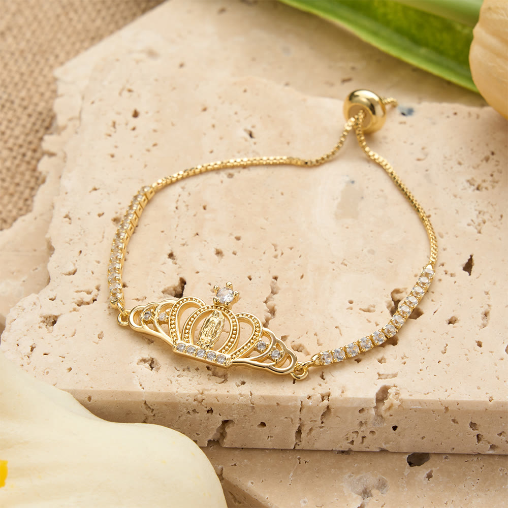 Our Lady Centered Adjustable Bolo Bracelet, Symbol of Divine Grace