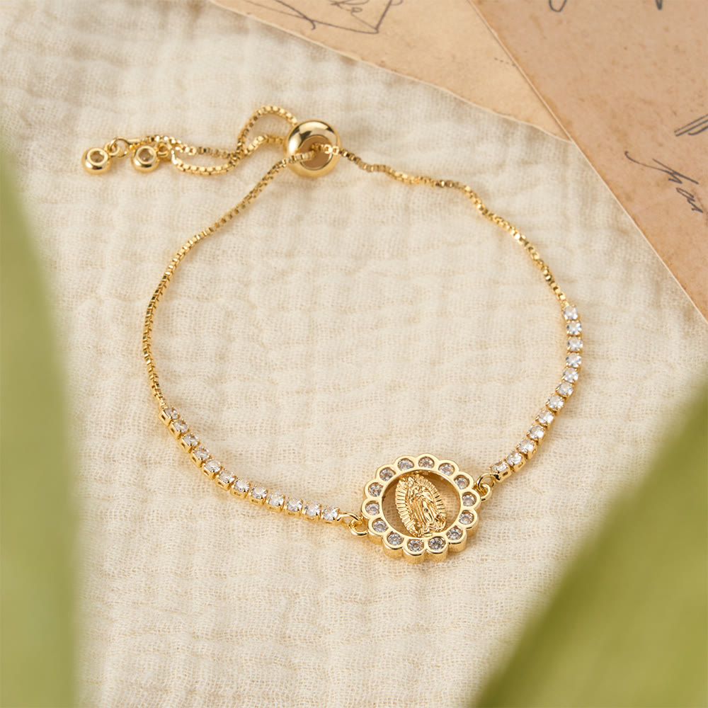 Our Lady Centered Adjustable Bolo Bracelet, Symbol of Divine Grace
