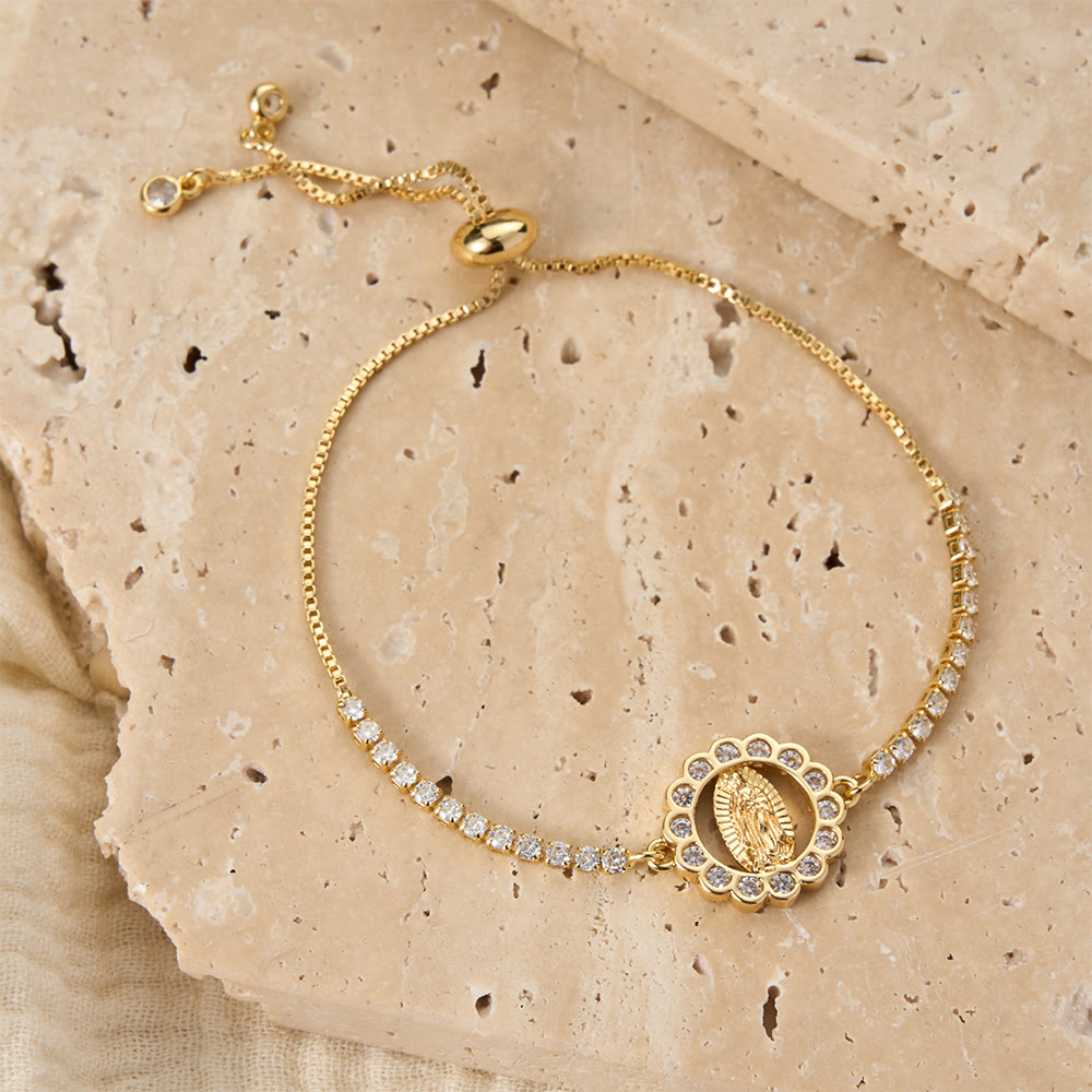 Our Lady Centered Adjustable Bolo Bracelet, Symbol of Divine Grace