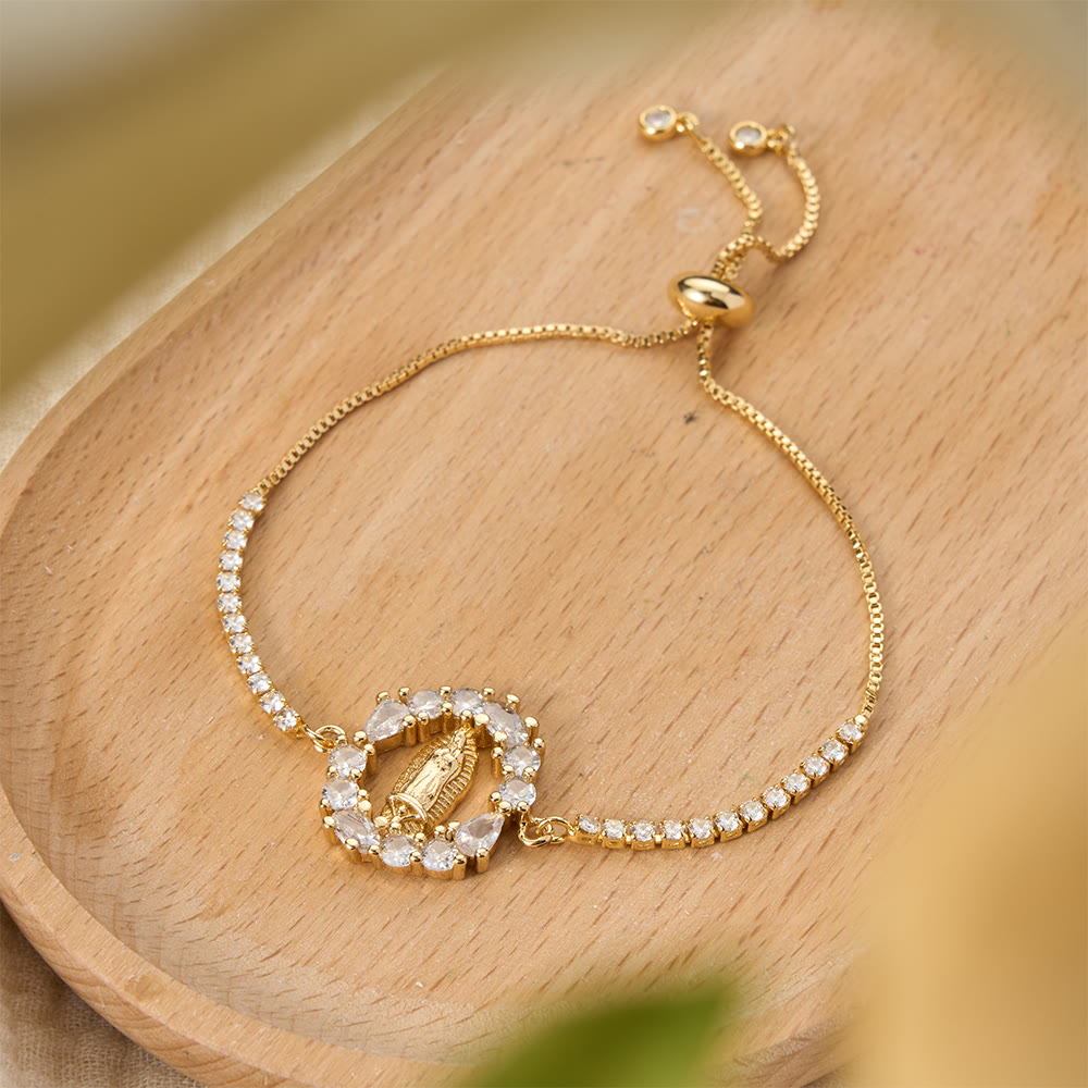 Our Lady Centered Adjustable Bolo Bracelet, Symbol of Divine Grace