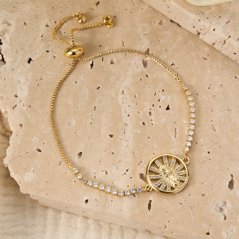 Our Lady Centered Adjustable Bolo Bracelet, Symbol of Divine Grace