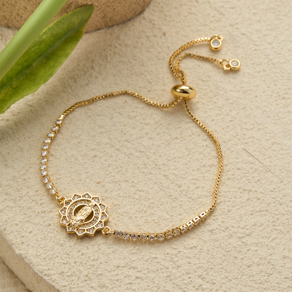 Our Lady Centered Adjustable Bolo Bracelet, Symbol of Divine Grace