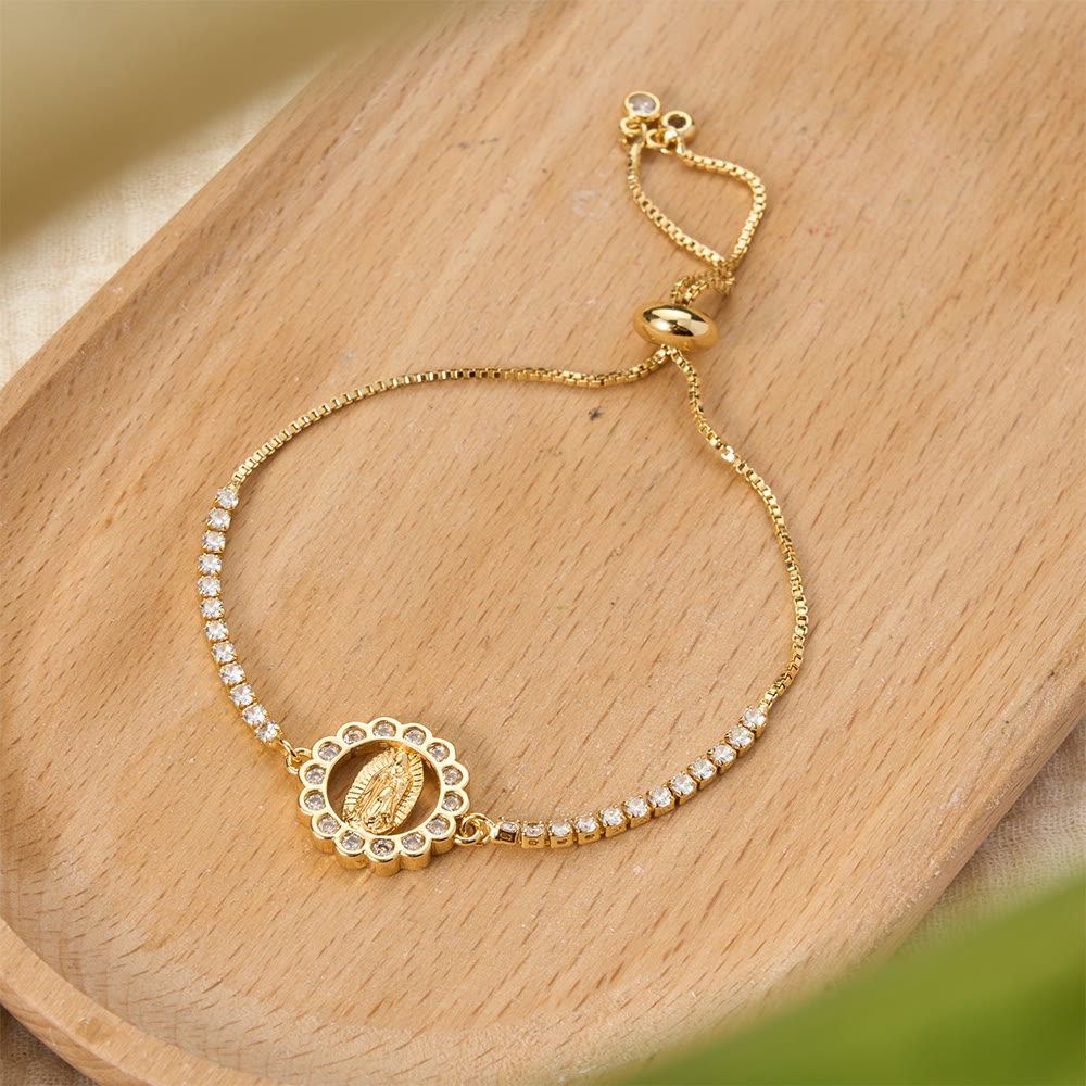 Our Lady Centered Adjustable Bolo Bracelet, Symbol of Divine Grace