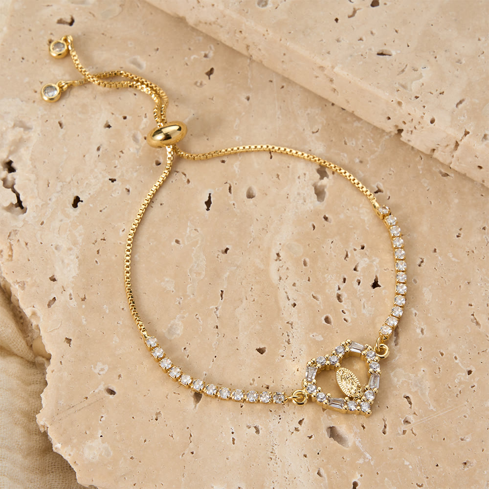 Our Lady Centered Adjustable Bolo Bracelet, Symbol of Divine Grace