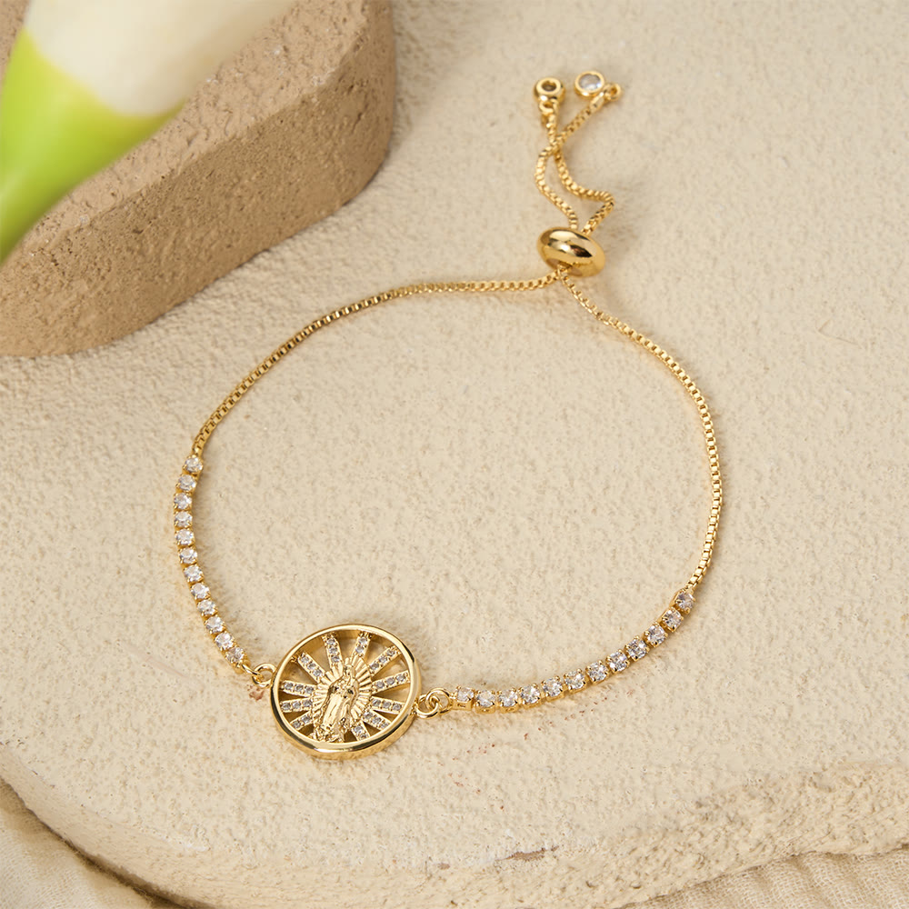 Our Lady Centered Adjustable Bolo Bracelet, Symbol of Divine Grace