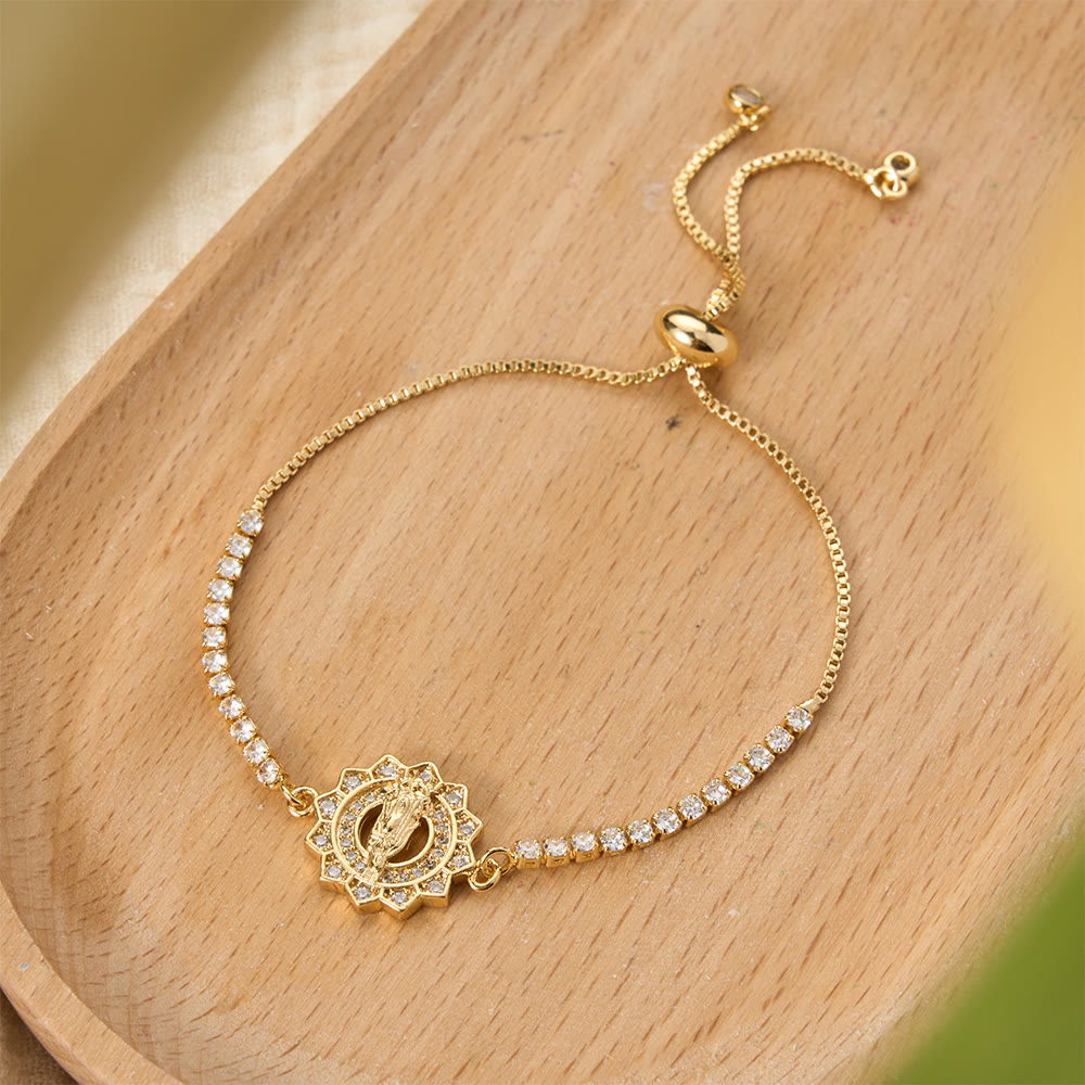 Our Lady Centered Adjustable Bolo Bracelet, Symbol of Divine Grace