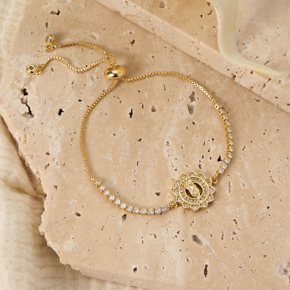 Our Lady Centered Adjustable Bolo Bracelet, Symbol of Divine Grace