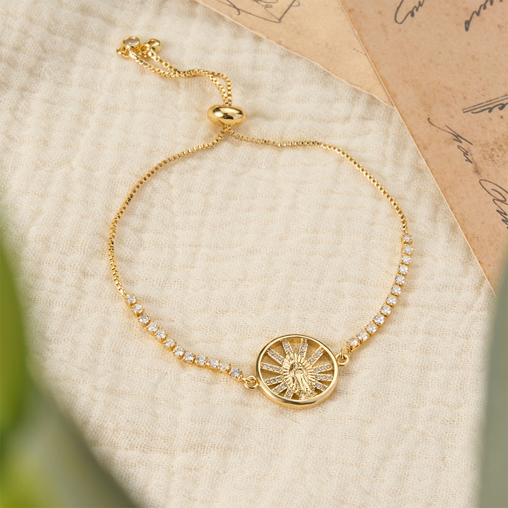Our Lady Centered Adjustable Bolo Bracelet, Symbol of Divine Grace