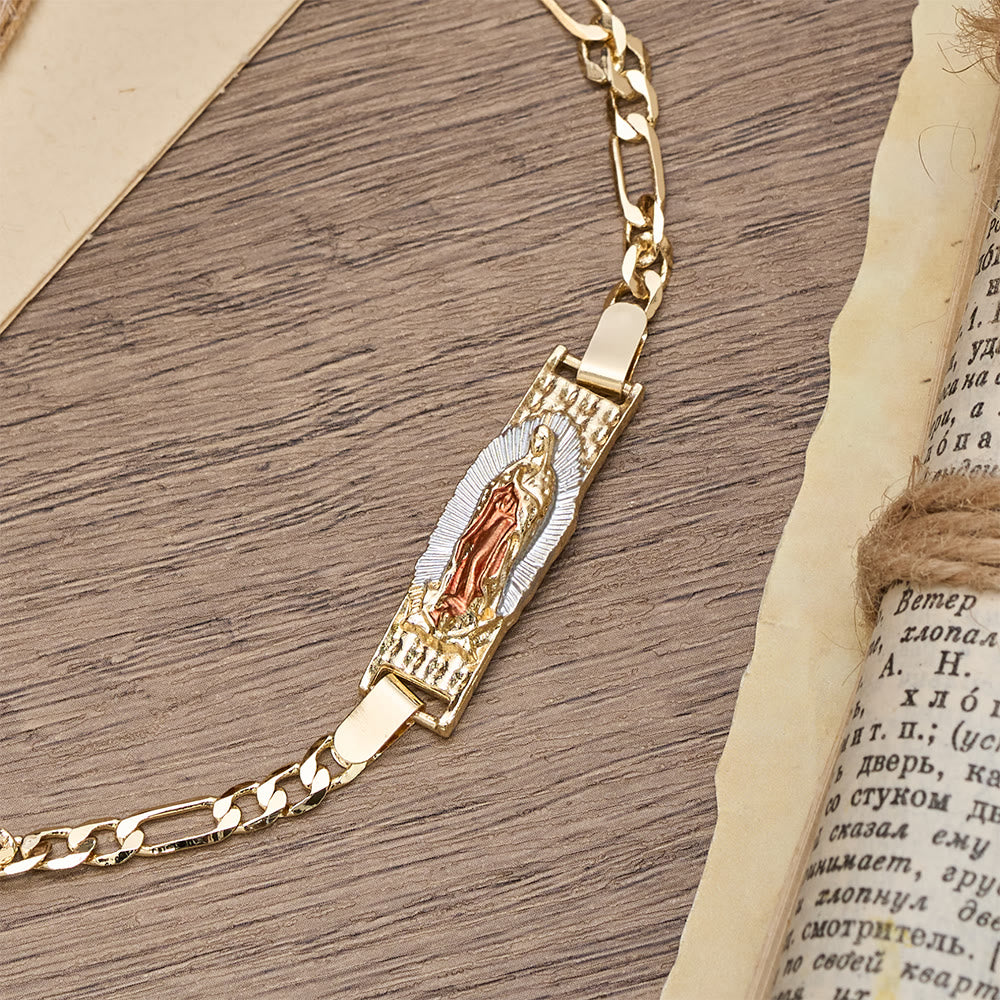 Our Lady Devotional Figaro Chain Bracelet, Symbol of Divine Grace