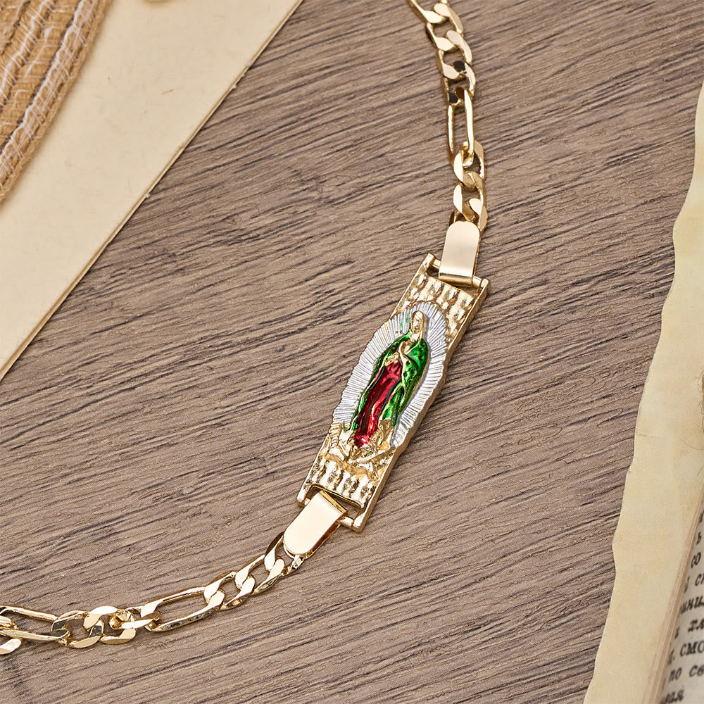 Our Lady Devotional Figaro Chain Bracelet, Symbol of Divine Grace