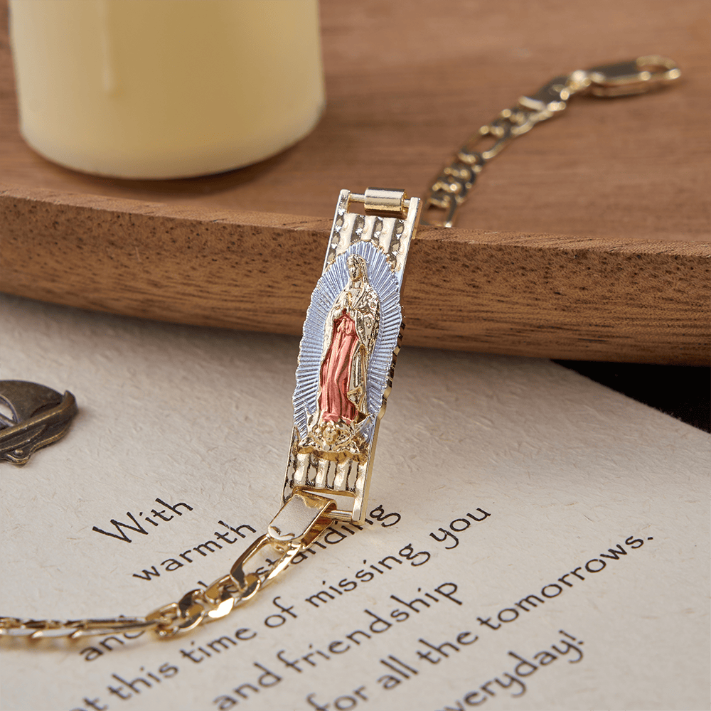 Our Lady Devotional Figaro Chain Bracelet, Symbol of Divine Grace