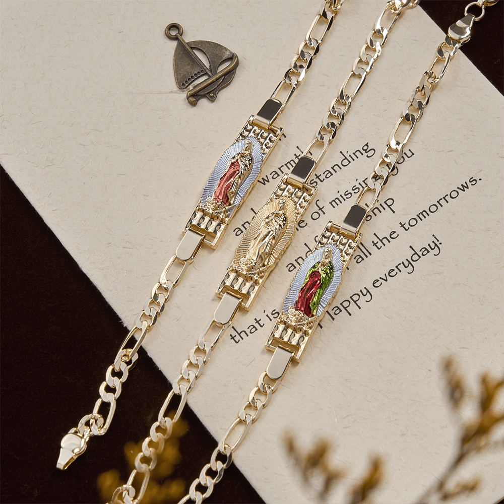 Our Lady Devotional Figaro Chain Bracelet, Symbol of Divine Grace
